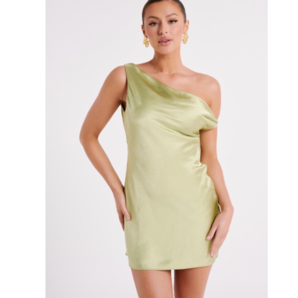 Meshki Satin Mini Dress in Green